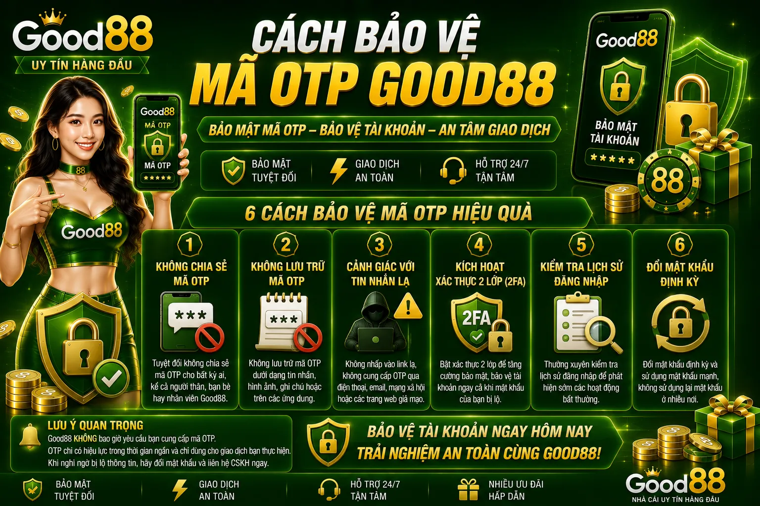 Bảo Mật Tài Khoản Good88: Cách Bảo Vệ Mã OTP 2 Cách bảo vệ mã OTP Good88