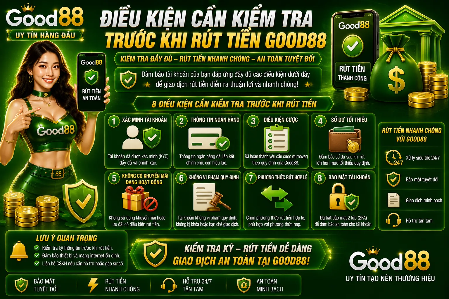 Rút Tiền Good88 – Các Bước Thực Hiện Và Lỗi Thường Gặp 1 Điều kiện cần kiểm tra trước khi rút tiền Good88
