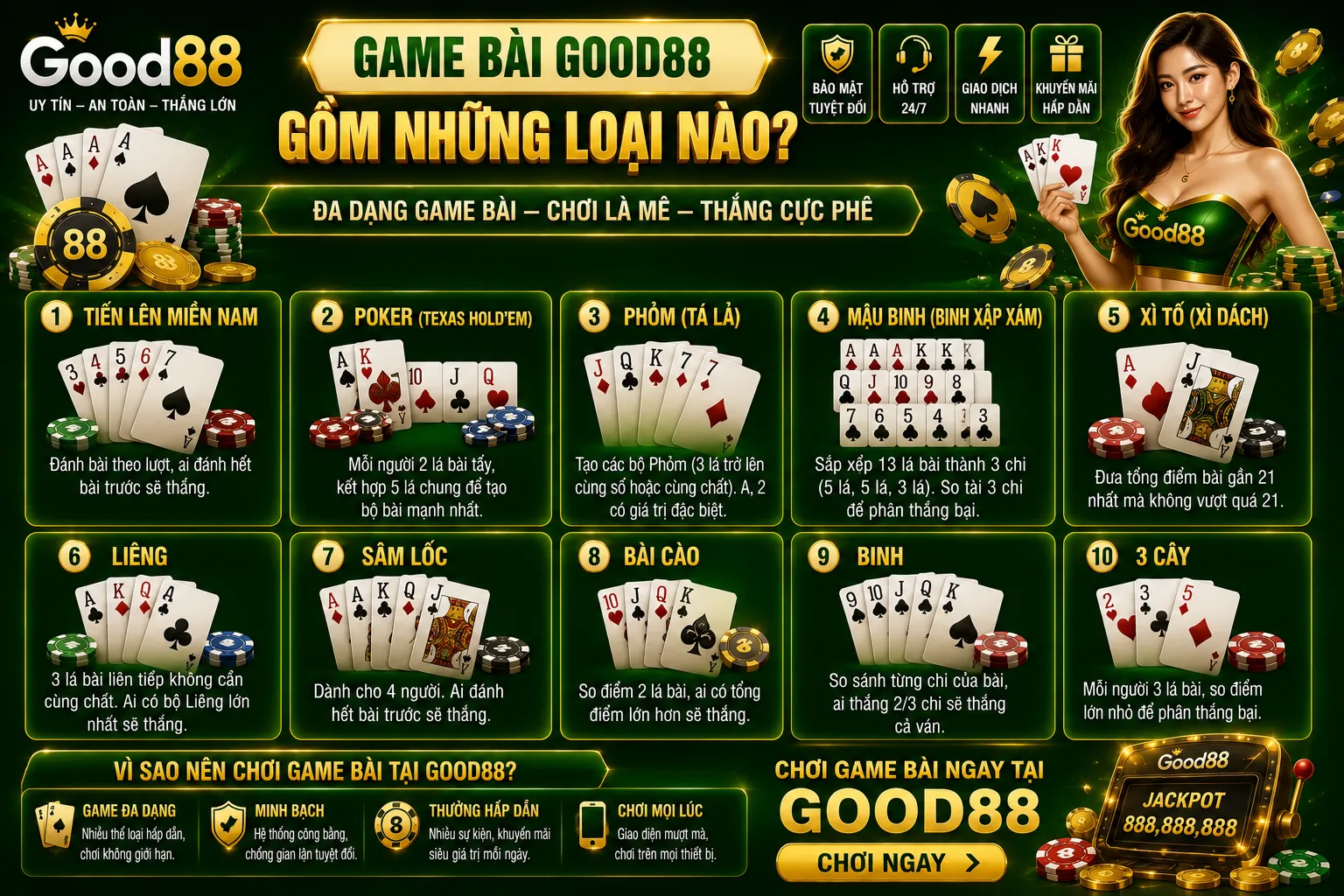 Game Bài Good88 – Các Thể Loại Phổ Biến Và Luật Cơ Bản 1 Game bài Good88 gồm những loại nào?