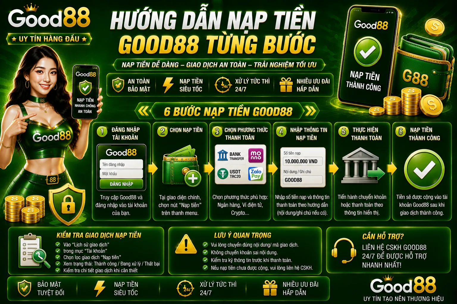 Nạp Tiền Good88 – Quy Trình Và Cách Kiểm Tra Giao Dịch 2 Hướng dẫn nạp tiền Good88 từng bước