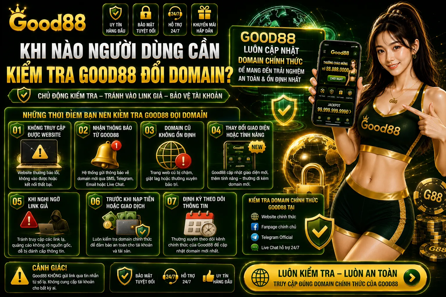 Good88 Đổi Link Hoặc Domain – Cách Xác Minh Thông Báo 1 Khi nào người dùng cần kiểm tra Good88 đổi domain?