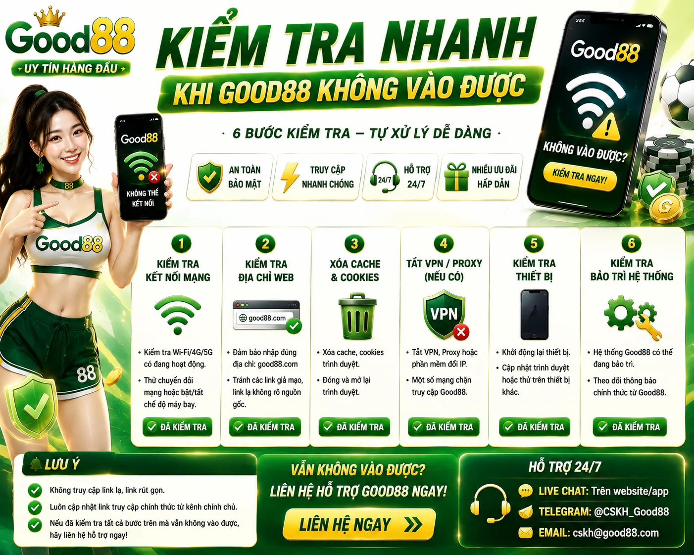Good88 Không Vào Được: Nguyên Nhân Và Cách Khắc Phục 1 Kiểm tra nhanh khi Good88 không vào được
